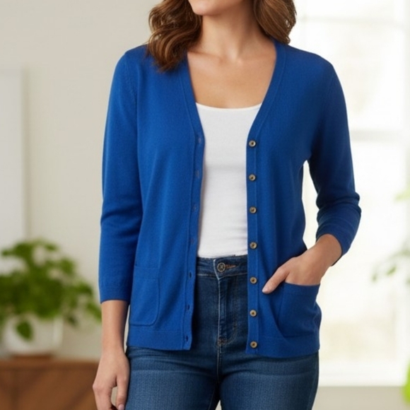 Talbots Sweaters - Talbots Royal Blue Cardigan